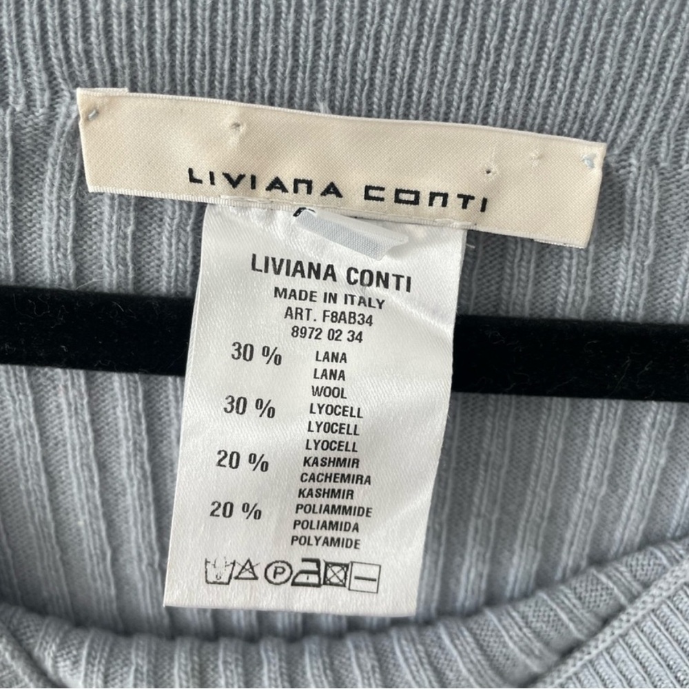 Liviana Conti Size 46 Runway Blue Cozy Off-the-Shoulder Sweater Dress - Picture 5 of 7